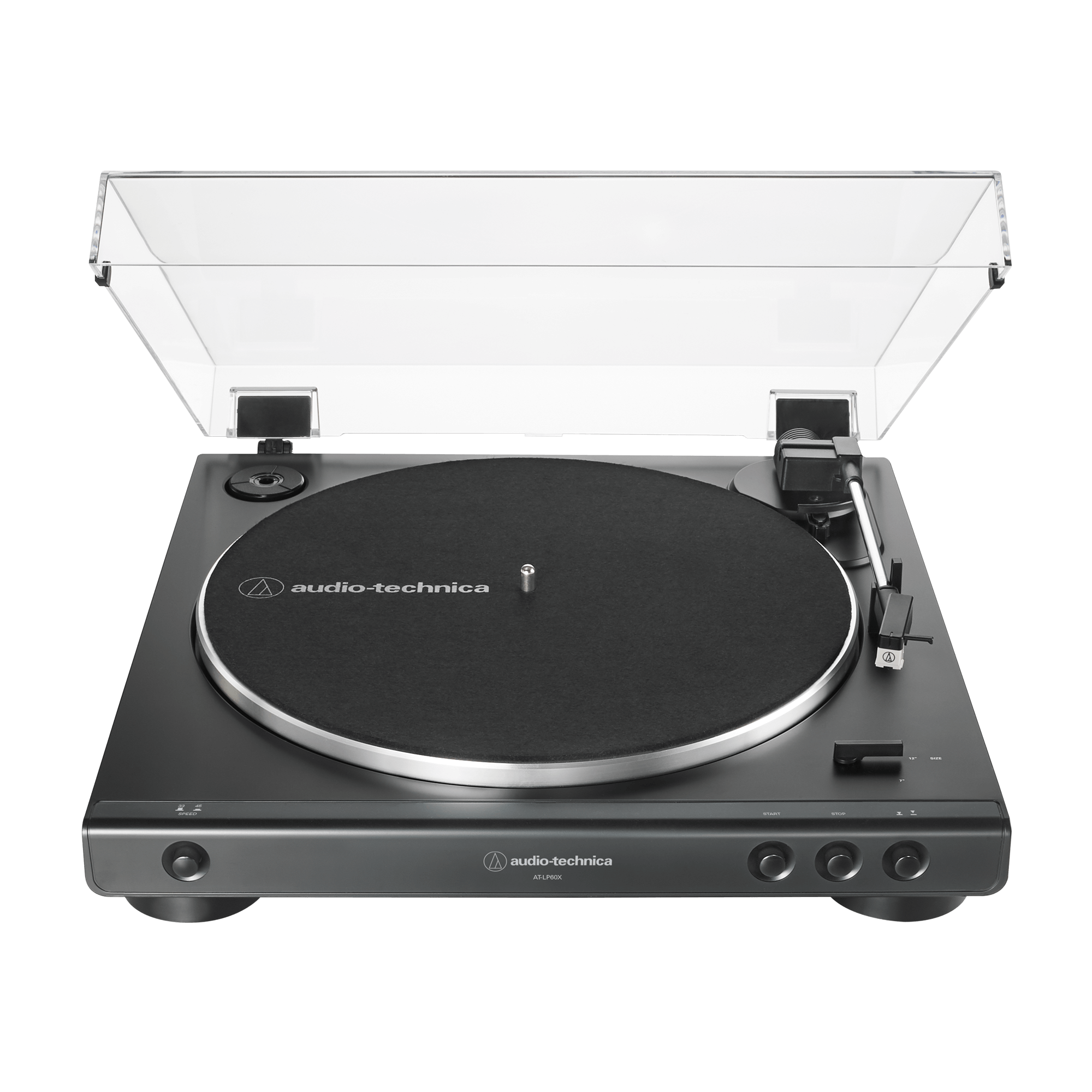 Audio-Technica AT-LP60X Gunmetal Fully Automatic Belt-Drive Stereo  Turntable with Studio Monitor and Care System Package Bundle (3 Items) 