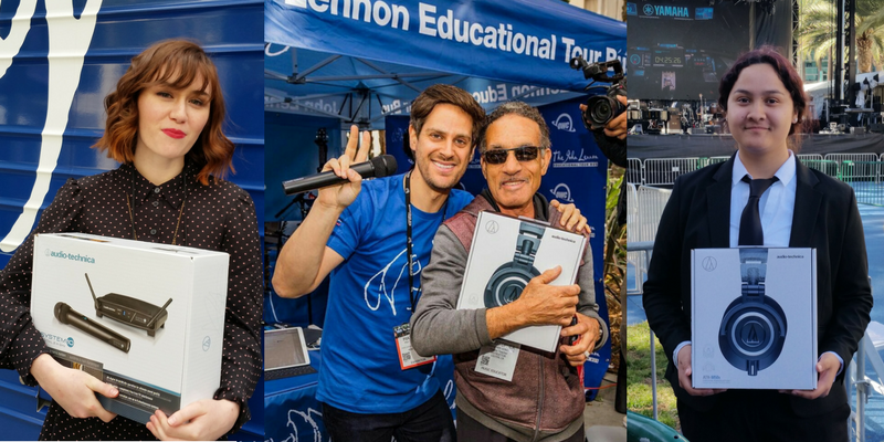 The Lennon Bus Giveaway Winners at NAMM ATH-M50x Headphones and System 10 Wireless System